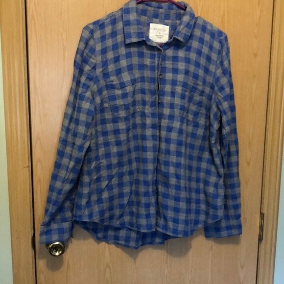 Sonoma life and style size large blue and grey Buffalo checkered long sleeve - Picture 1 of 7